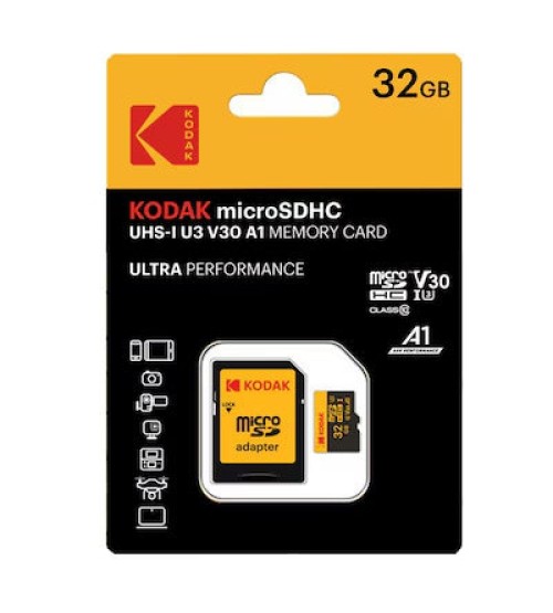 KODAK mSD 32GB UHS-I U3/V30/A1 Y/R/B Card+Adapter